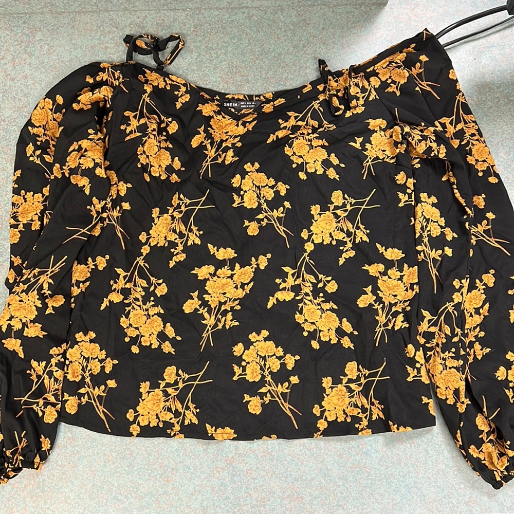 Shein golden flower long sleeve shirt